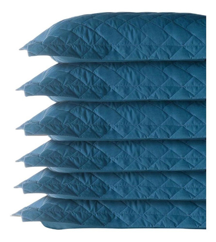 Porta Travesseiro Percal 200 Fios 100% Algodão Matelado Azul