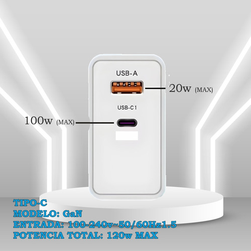 Fonte De Carregamento 120w + Cabo Usb C