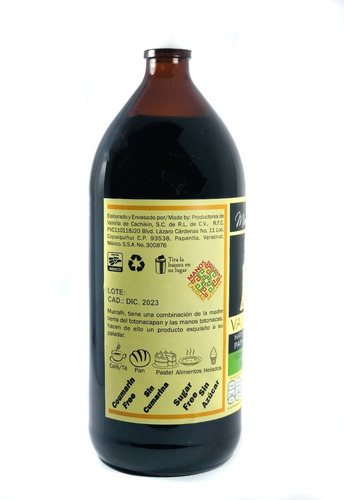 Imagen 3 de 4 de Extracto De Vainilla De Papantla 100% Natural 1 Litro