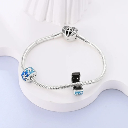 Charm, Clip Separador Copo De Nieve, Plata S925 Para Pulsera