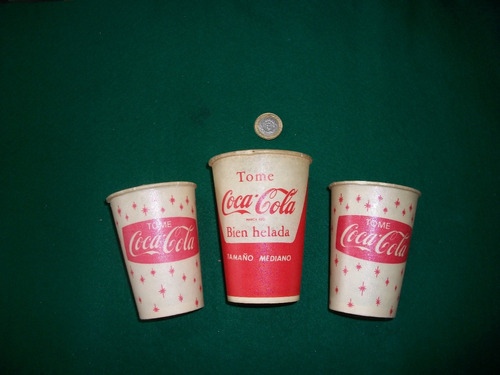 Coca Cola Lote De 3 Antiguos Vasos De Parafina . | MercadoLibre