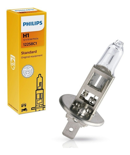 Imagem 1 de 5 de Lâmpada H1 Philips Standard 12258c1 12v 55w Farol Alto Baixo