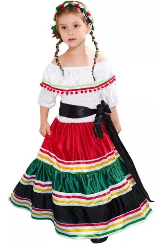 Vestido Mexicano Para Niñas Disfraz De Halloween Para Niños