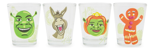 Set De Minivasos De Whisky Shrek Characters, 60 Ml, 4 Unidad