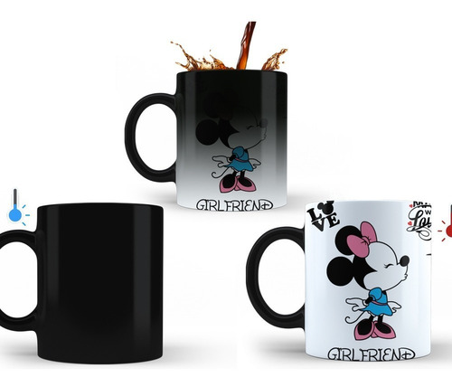 Imagen 7 de 7 de Taza Mágica Pareja Mickey Minnie + Gorras