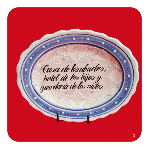 Imagen 2 de 4 de Platón Placa Talavera Poblana Frase Decorativa 08 Perla Plc