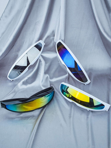 4 Pares De Lentes De Sol Futuristas Angostos Con Diseno De R