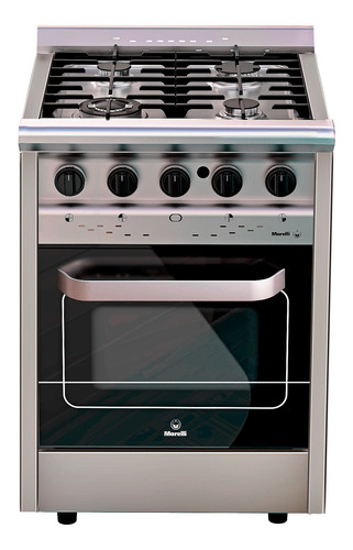 Cocina Morelli Country Forza 550 a gas/eléctrica 4 hornallas  acero inoxidable 220V puerta con visor