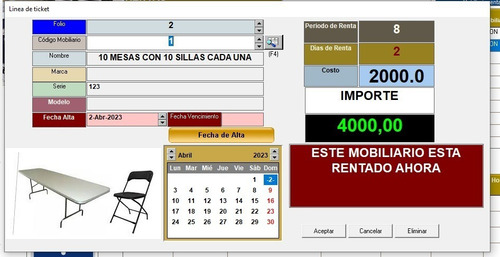 Programa Para Renta De Mobiliario