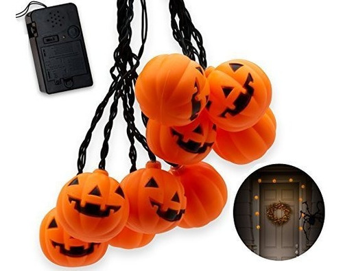 Halloween Calabaza Luces Cadena Luces 10 Bateria Powered Ca