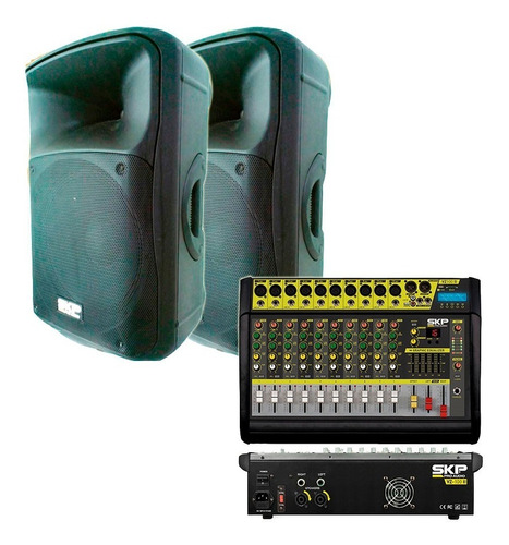 Combo Skp 2 Bafles Sk 515i + Consola Potenciada Skp Vz100ii