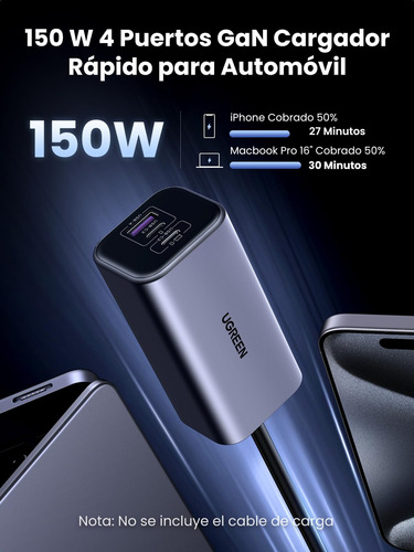 Ugreen Gan 150w Cargador De Coche Usb C Pd3.1 140w, Distribu