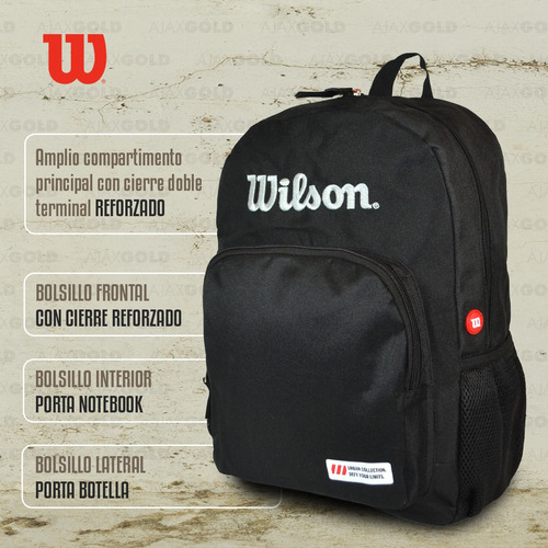 Imagen 2 de 10 de Mochila Wilson Porta Notebook Urbana Deportes Gym Reforzada