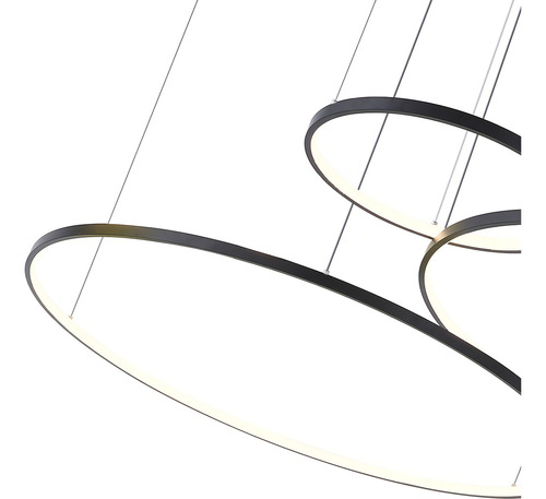 Lustre Pendente Sanlucca S1755 Preto Led Argolas Aneis 3 Aros 115w 3000k 110v/220v