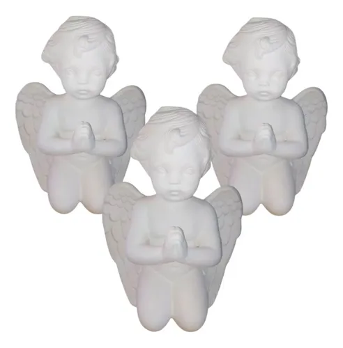 comprar Juego De 3 Angeles Rezando De Ceramica, Blancas Para Pintar