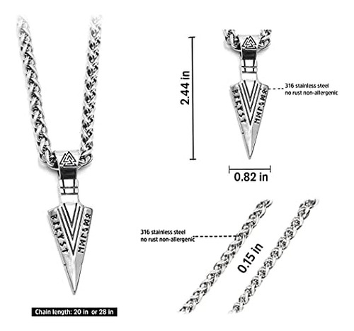 Bavipower Runic Odins Gungnir Collar Con Colgante De Cabeza