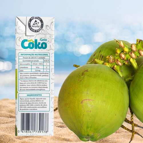 Coko Original Sabor Gelo Coco - Caixinha 200ml - 27 Unidades