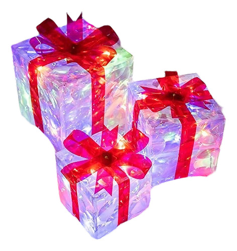 Juego De 3 Cajas De Regalo Para Decoraciones Navideñas, Mult