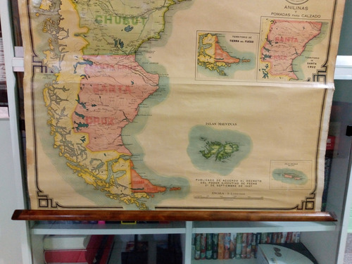 Antiguo Gran Mapa Republica Argentina. 1937 Anilinas Colibri