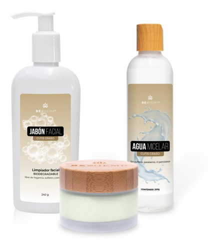 Kit Rutina Facial Para Cutis Graso, Jabón Crema Agua Micelar Momento de aplicación Día/Noche Tipo de piel Grasa