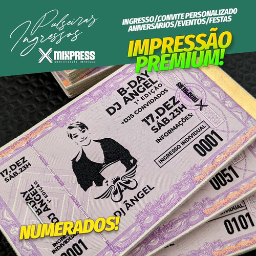 Imagem 1 de 6 de Ingresso Convite Personalizado P&b Festa Evento. 5000 Unids