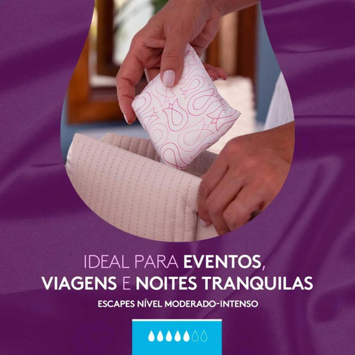Absorvente Poise Com Abas Noturno Fluxo Moderado/intenso Com