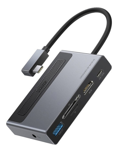 Hub adaptador Baseus conector USB Tipo-c Acodado Para Celular / tablets / iPad ( 1 x USB 3.0 / 1 x Lector de MicroSD / 1 x Lector SD / 1 x HDMI / Jack 3.5mm / 1 x Usb-c )