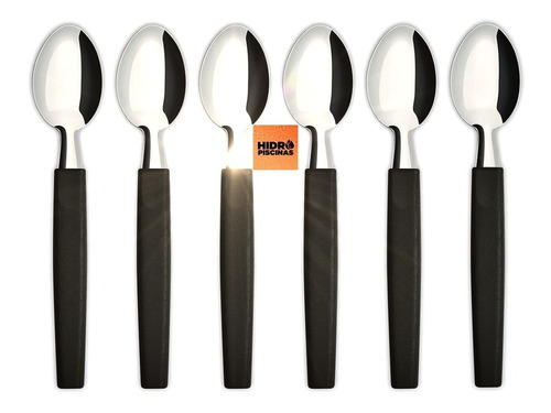 Set De 6 Cucharitas De Postre Acero Inox Mango Plástico Full