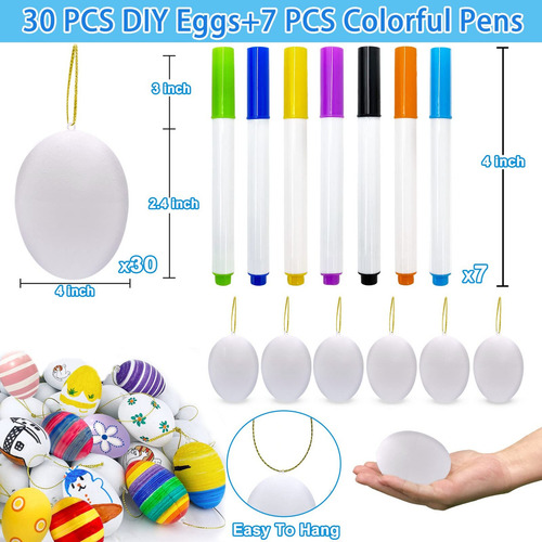 Kit De Decoración De Huevos De Pascua Blancos 30 Huevos De P