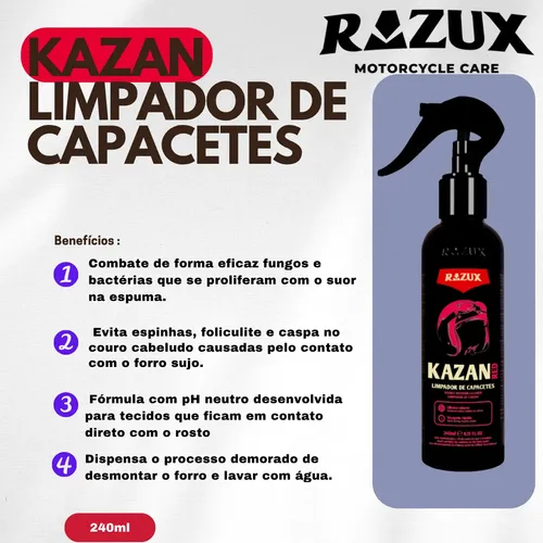 Kazan Blue 240ml Limpa Interior P/ Capacetes Razux Vonixx