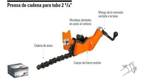 Imagen 3 de 6 de Prensa De Cadena Para Tubo 2 1/2 Pulgadas Truper