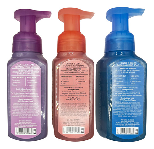 3 Jabones Para Manos Bath And Body Works Variados Beach Weather. Pink Pineapple. Sweet Kiwi