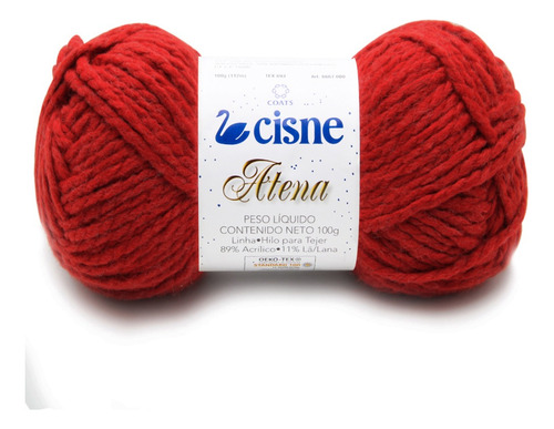 Lã Atena Cisne 100g 112 Metros Tex 893 Crochê E Tricô Cor 13031- Vermelho