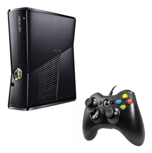 Console Xbox 360 bloqueado com 1 controle e os cabos