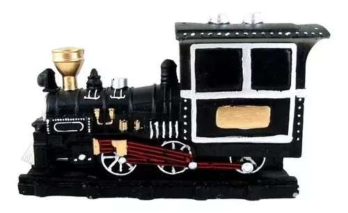 Trem Em Resina Decoração Locomotiva Miniatura Maria Fumaça