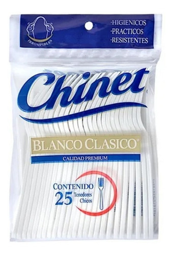 25 Tenedores Chicos Desechables Plástico Reciclable Chinet