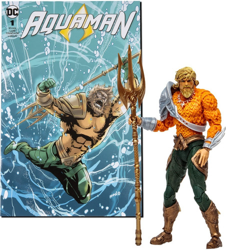 Figura Aquaman 18cms Mcfarlane Page Puncher + Comic Dc Direc