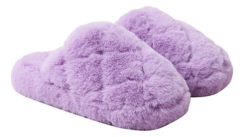 Pantufla Mujer Pelos Morado Corona