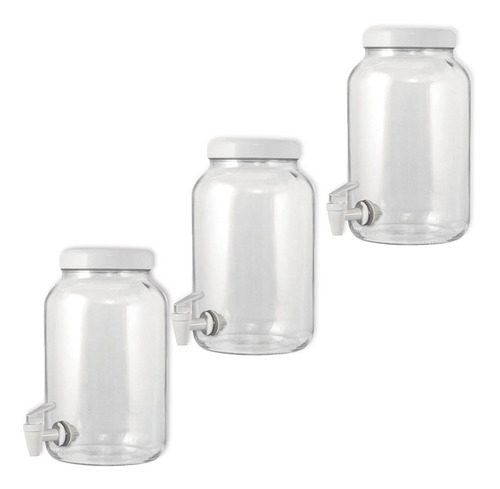 Kit 3 Suqueira Vidro Multiuso 3,2 Tampa Branca Segunda Linha