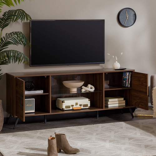 Soporte De Tv Moderno Con Estante De Vidrio Para 65 Pulgadas