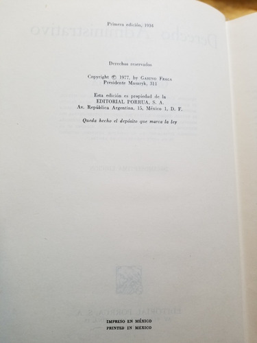 A0 Derecho Administrativo 17.a Edición Gabino Fraga (Usado)