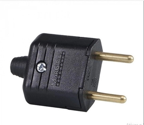 Pino Conector Macho Para Extensao 10a 2p 11986 Margirius Cor Preto