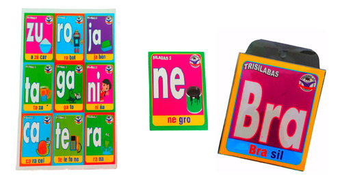Pack Educativo Loteria Silabas Y Memorama Trisilabas Niños
