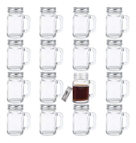 Kingrol 16 Vaso 2 Onza Tapa Tarro Cristal Para Bebida Postr