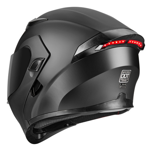 Casco Motocicleta Abatible Con Luz Led Dot Negro/rojomocoerl Color Negro Tamaño Del Casco L