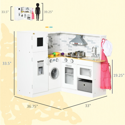 Qaba Cocina De Madera Para Niños, Cocina De Juego De Simulac