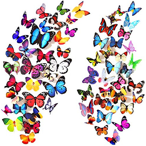 24 Pcs Butterfly Wall Decals Butterflies Decor Sswvx