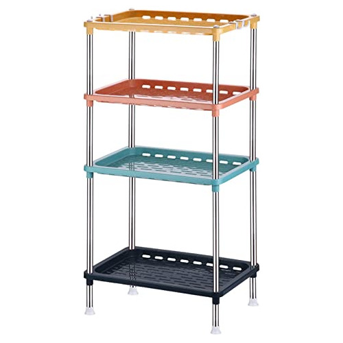  4tier Multicolor Plastic Storage Rack Easy Assembly Sp...