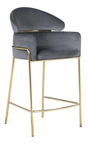 Imagen 1 de 5 de Banco De Barra Moderno Y Elegante, Dorado Y Gris