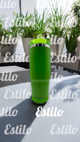 Termo Con Bocina Bluetooth Bebida Fría/caliente Vaso 900ml Verde Liso
